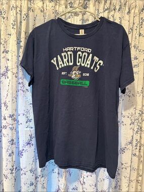 Gildan Navy Hartford Yard Goats Graphic Tee with Green Accents